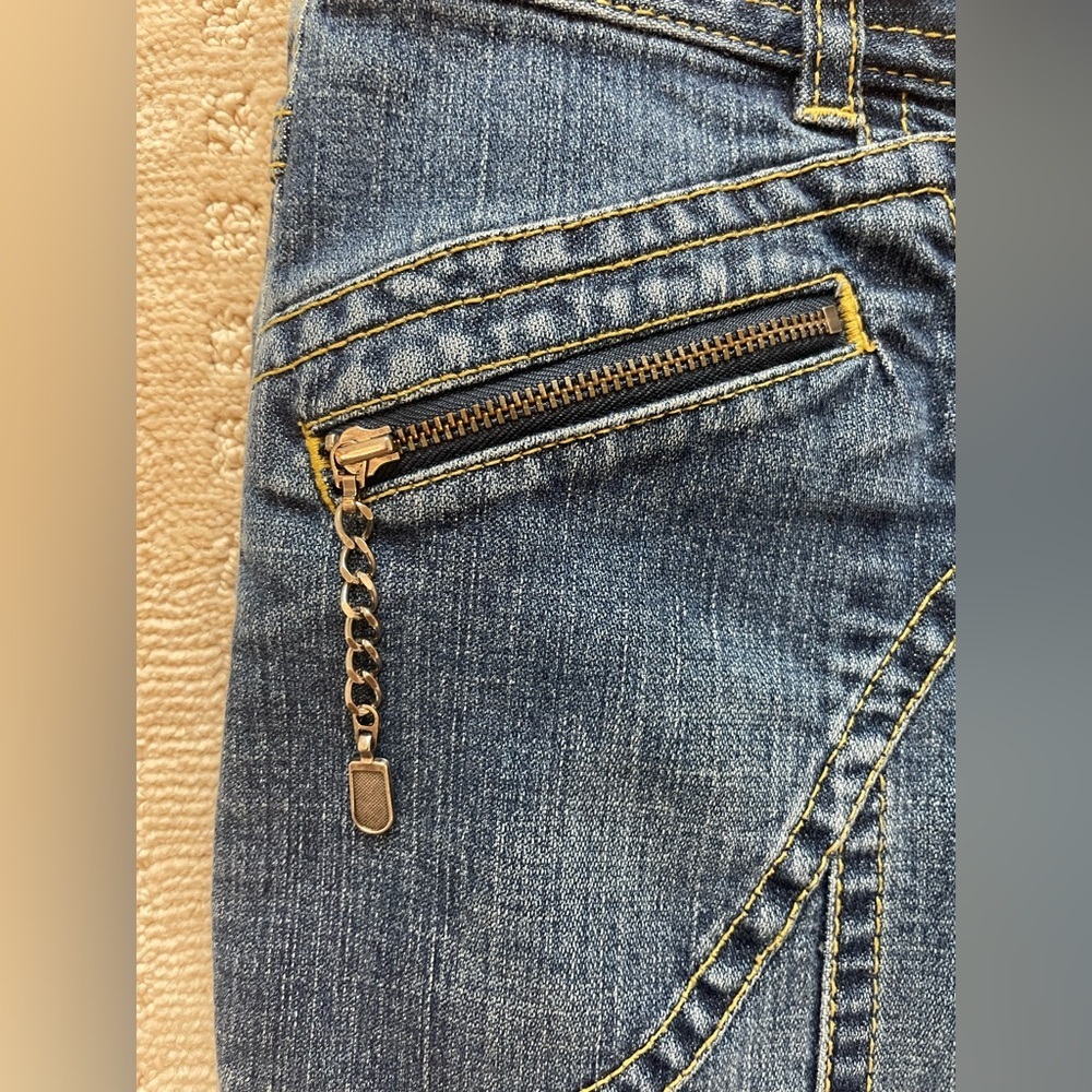 Y2K Trumpet Low Rise  Ann Taylor Loft‎ Denim Skirt Zipper Details  Sz 6 - Picture 5 of 14